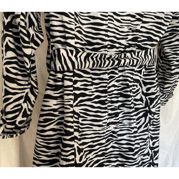 Lane Bryant Trench Coat Women’s Plus 14/16W 3/4 Sleeve Zebra Print Cotton Light - Picture 7 of 9